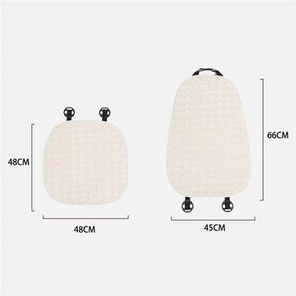 2Pcs Soft Plush Car Front Seat Mat + 2pcs Non-slip Backrest Cushion Cover