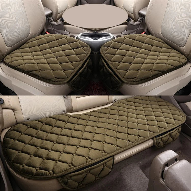 xdg-02 3Pcs / Set Car Front Rear Seat Mat Warm Anti-slip Vehicle Seat Cushionsish Green