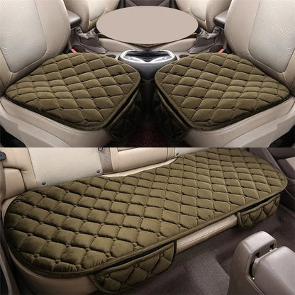 xdg-02 3Pcs / Set Car Front Rear Seat Mat Warm Anti-slip Vehicle Seat Cushionsish Green