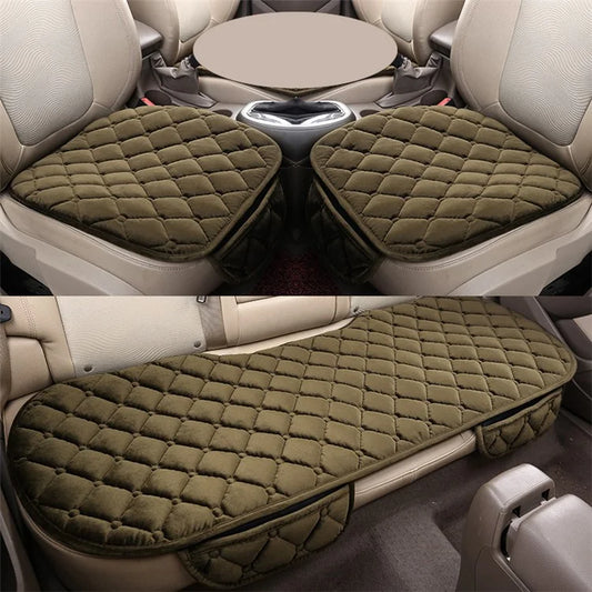 xdg-02 3Pcs / Set Car Front Rear Seat Mat Warm Anti-slip Vehicle Seat Cushionsish Green
