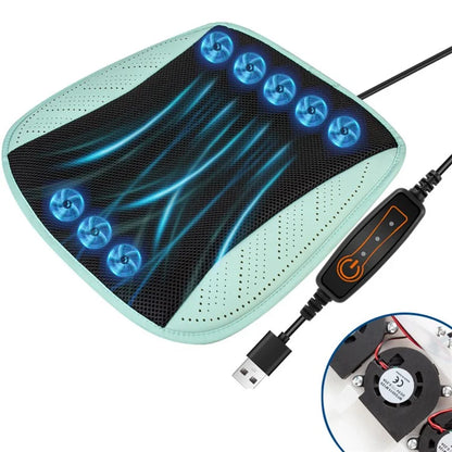 USB Car Seat Summer Cooler Breathable Ice Silk Seat Cushion ( Built-in 8 Fans)