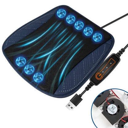USB Car Seat Summer Cooler Breathable Ice Silk Seat Cushion ( Built-in 8 Fans)