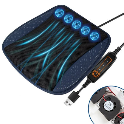 USB Powered Summer Breathable Car Seat Cushion Built-in 5 Fans Seat Cooling Mat