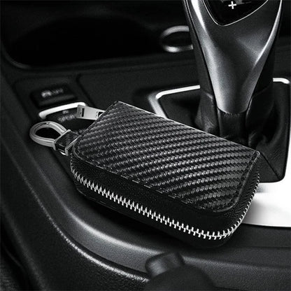 Carbon Fiber Leather Car Remote Key Protector RFID Signal Blocking Pouch Car Security Anti-Theft Bag