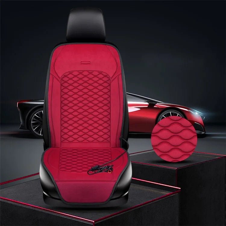 Car Winter Heated Short Plush Seat Cushion for 12V Car Electric Fast Heating Seat Cushion, Cigarette Lighter Power