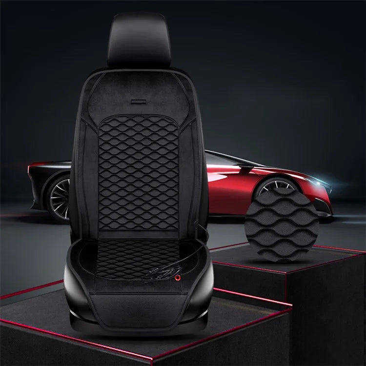 Car Winter Heated Short Plush Seat Cushion for 12V Car Electric Fast Heating Seat Cushion, Cigarette Lighter Power