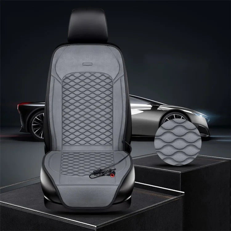 Car Winter Heated Short Plush Seat Cushion for 12V Car Electric Fast Heating Seat Cushion, Cigarette Lighter Power