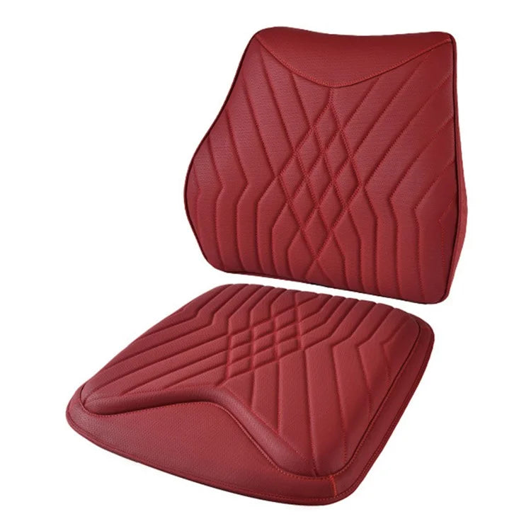 TK036 2Pcs / Set Nappa Texture PU Leather + Memory Foam Car Seat Cushion Lumbar Support Pillow