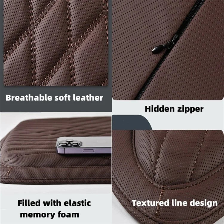 TK036 2Pcs / Set Nappa Texture PU Leather + Memory Foam Car Seat Cushion Lumbar Support Pillow