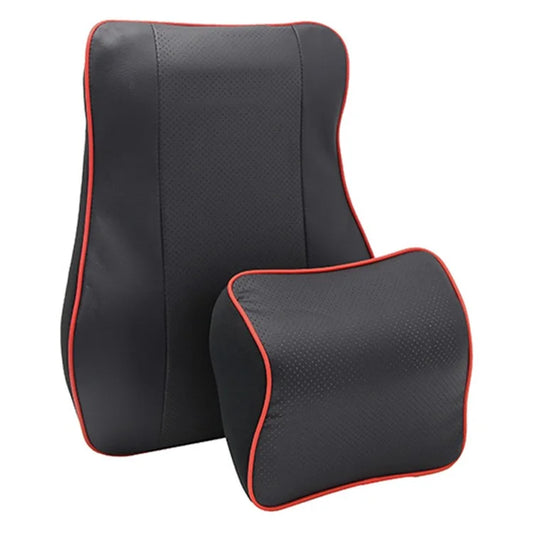 Car Headrest Memory Foam Breathable Car Neck Pillow + Back Cushion Lumbar Support