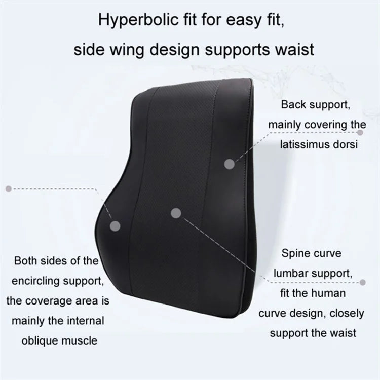 Car Headrest Memory Foam Breathable Car Neck Pillow + Back Cushion Lumbar Support