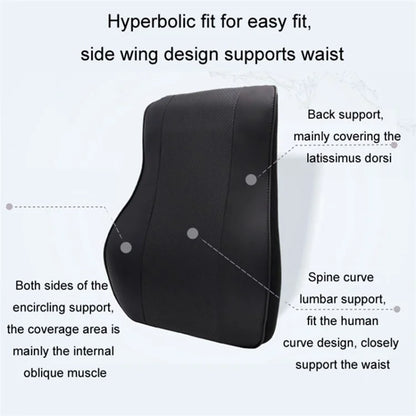Car Headrest Memory Foam Breathable Car Neck Pillow + Back Cushion Lumbar Support
