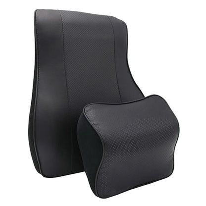 Car Headrest Memory Foam Breathable Car Neck Pillow + Back Cushion Lumbar Support