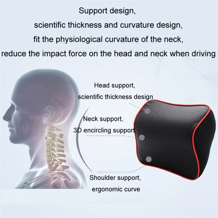 Car Headrest Memory Foam Breathable Car Neck Pillow + Back Cushion Lumbar Support