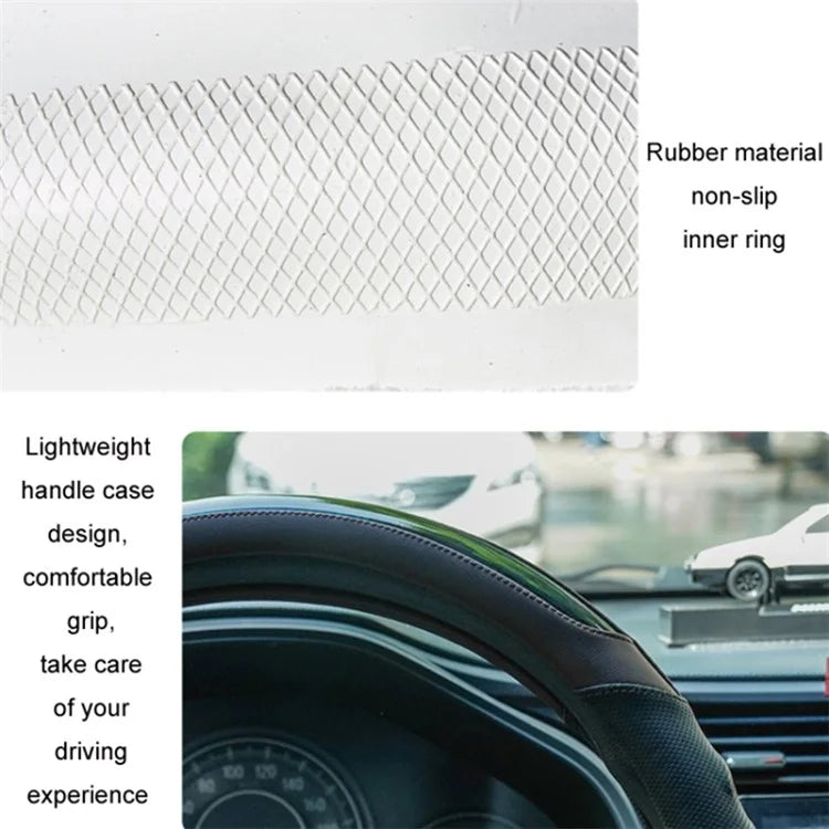 38CM O-Shaped Car Steering Wheel Cover Splicing Color Microfiber Leather Sleeve Protector