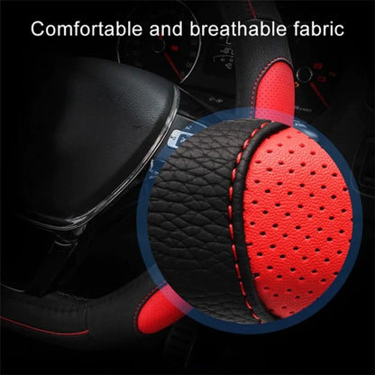 38cm D-shape Car Steering Wheel Cover Imitation Leather Anti-skid Steering Wheel Sleeve
