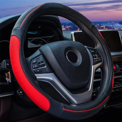 38cm Round Car Steering Wheel Cover Breathable Imitation Leather Steering Wheel Sleeve