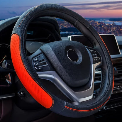 38cm Round Car Steering Wheel Cover Breathable Imitation Leather Steering Wheel Sleeve