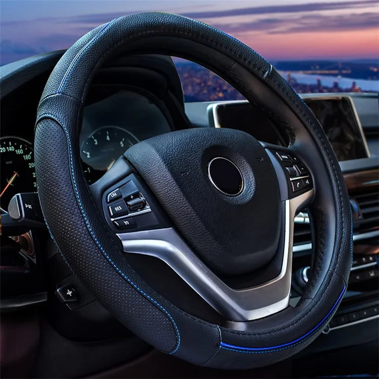 38cm Round Car Steering Wheel Cover Breathable Imitation Leather Steering Wheel Sleeve