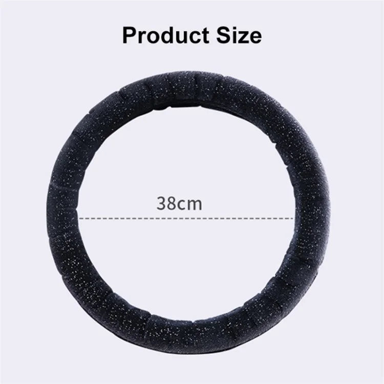 38cm Round Car Steering Wheel Cover Fluffy Winter Plush Anti-Slip Car Decoration