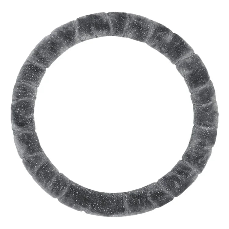 38cm Round Car Steering Wheel Cover Fluffy Winter Plush Anti-Slip Car Decoration