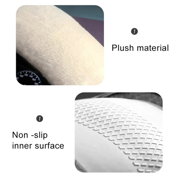 38cm Round Car Steering Wheel Cover Camellia Pattern Anti-skid Plush Steering Wheel Sleeve