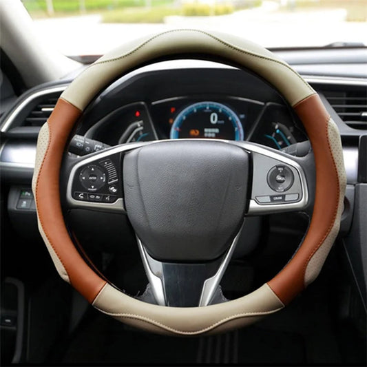 38cm Round Car Steering Wheel Cover Anti-skid Microfiber Leather Steering Wheel Sleeve