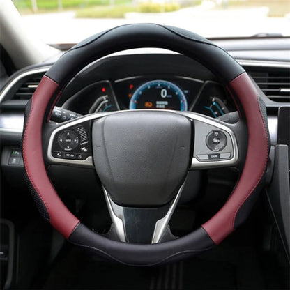 38cm Round Car Steering Wheel Cover Anti-skid Microfiber Leather Steering Wheel Sleeve