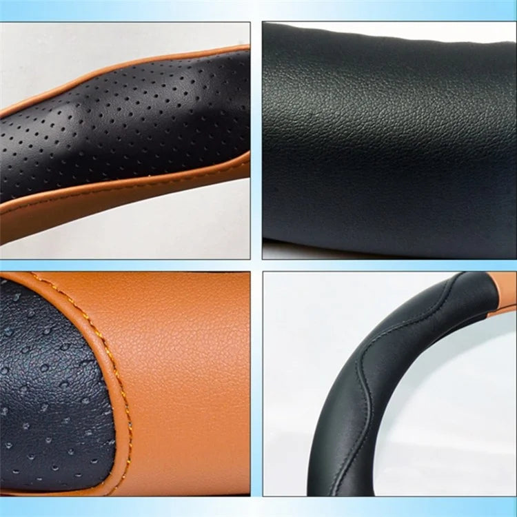 38cm Round Car Steering Wheel Cover Anti-skid Microfiber Leather Steering Wheel Sleeve