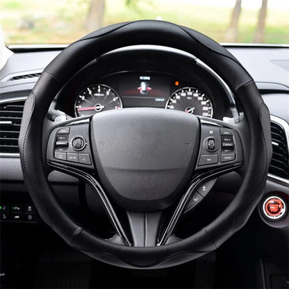38cm Round Car Steering Wheel Cover Anti-skid Microfiber Leather Steering Wheel Sleeve