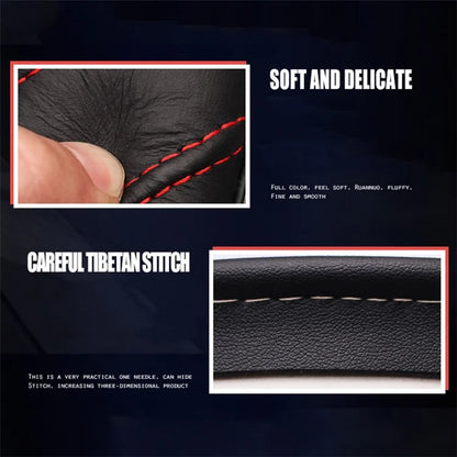 38cm Stylish Car Steering Wheel Cover Cowhide Leather Anti-skid Steering Wheel Sleeve