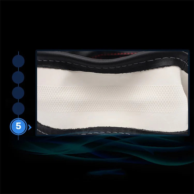 38cm Stylish Car Steering Wheel Cover Cowhide Leather Anti-skid Steering Wheel Sleeve+Blue