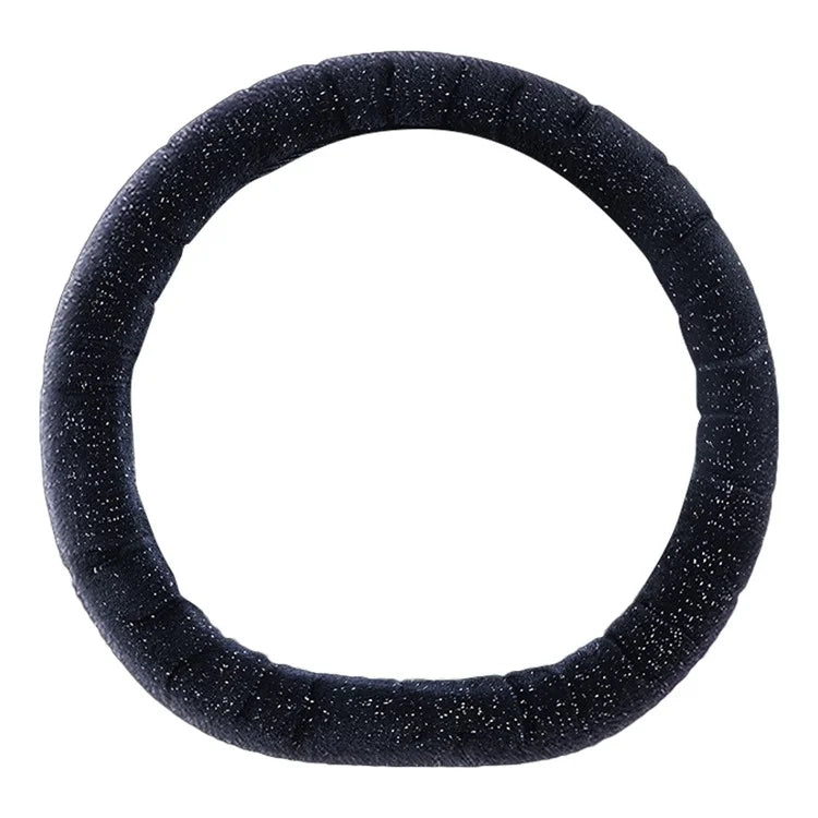 38cm D-shape Fluffy Steering Wheel Cover Short Plush Non-Slip Steering Wheel Protector