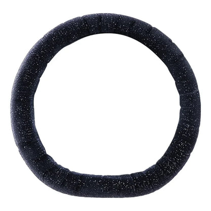 38cm D-shape Fluffy Steering Wheel Cover Short Plush Non-Slip Steering Wheel Protector