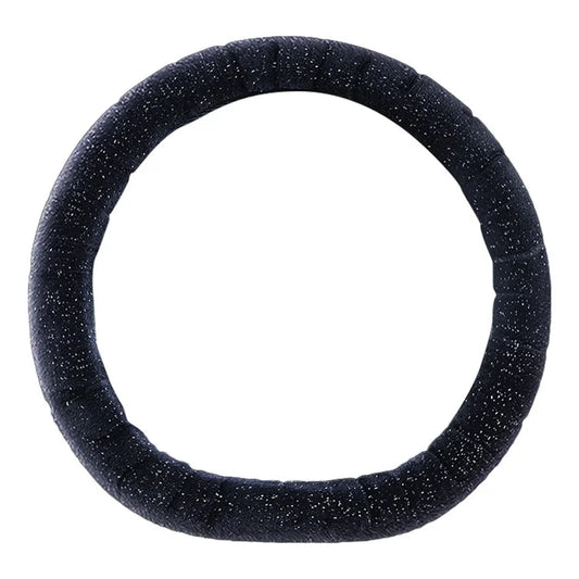 38cm D-shape Fluffy Steering Wheel Cover Short Plush Non-Slip Steering Wheel Protector