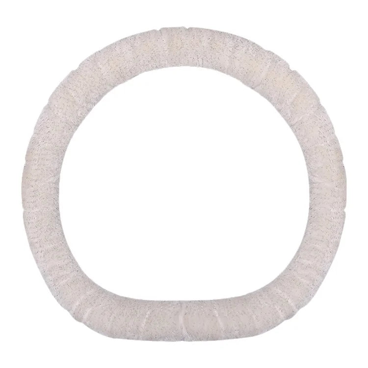 38cm D-shape Fluffy Steering Wheel Cover Short Plush Non-Slip Steering Wheel Protector