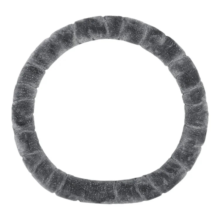 38cm D-shape Fluffy Steering Wheel Cover Short Plush Non-Slip Steering Wheel Protector