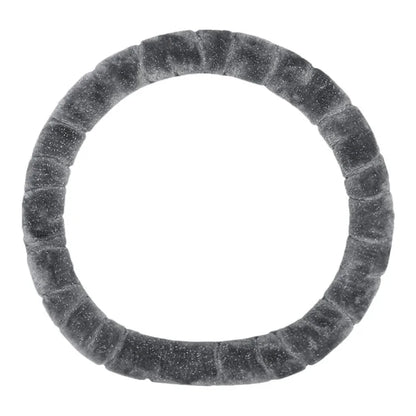 38cm D-shape Fluffy Steering Wheel Cover Short Plush Non-Slip Steering Wheel Protector