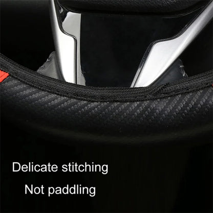 39cm Carbon Fiber Leather Steering Wheel Cover Anti-Slip Car Steering Wheel Protector