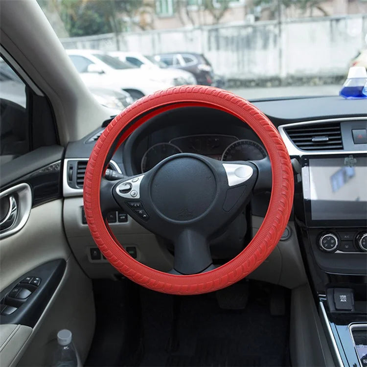 Car Tire Texture Steering Wheel Anti-slip Grip Silicone Protective Cover