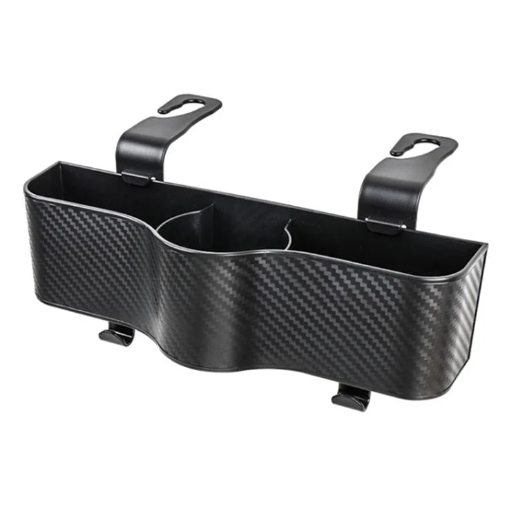 Car Seat Back Storage Box Sundries Organizer Carbon Fiber Texture Plastic Hanging Case
