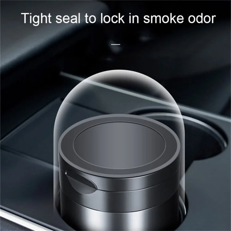 Aluminum Alloy Car Ashtray with LED Light Flame Retardant Good Sealing Ash Storage Holder