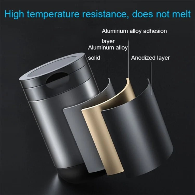 Aluminum Alloy Car Ashtray with LED Light Flame Retardant Good Sealing Ash Storage Holder