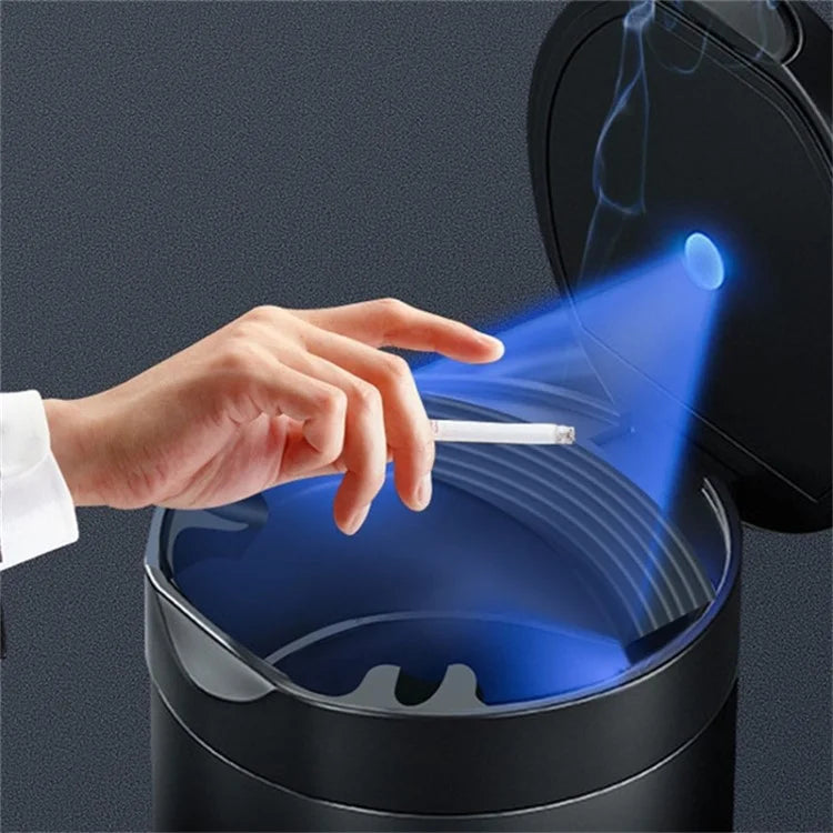 Aluminum Alloy Car Ashtray with LED Light Flame Retardant Good Sealing Ash Storage Holder