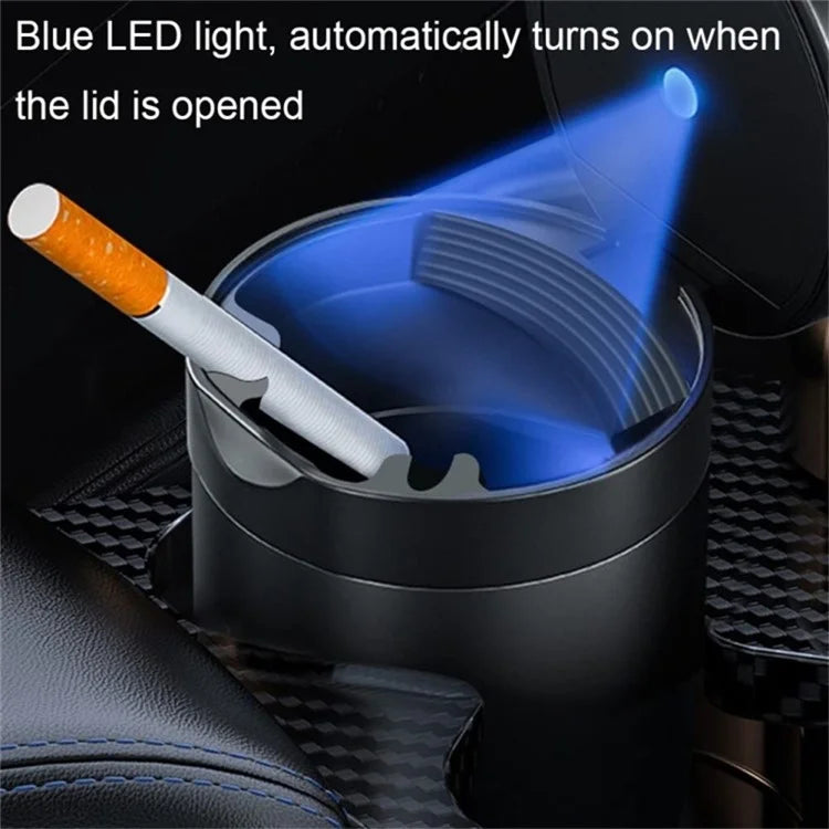 Aluminum Alloy Car Ashtray with LED Light Flame Retardant Good Sealing Ash Storage Holder