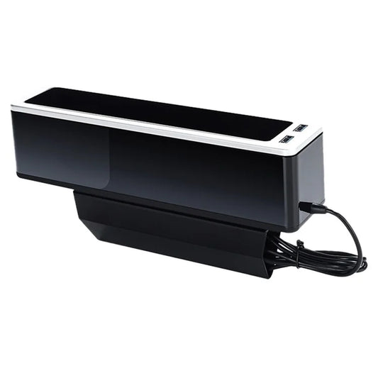 ABS+Metal Car Seat Gap Storage Box Phone Keys Cards Organizer Case with Dual USB Port