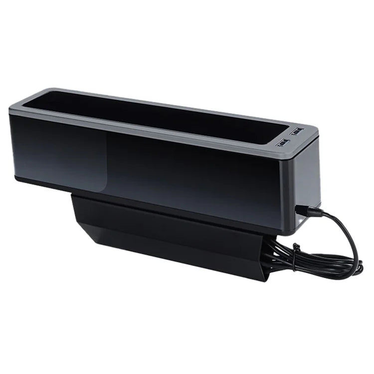 ABS+Metal Car Seat Gap Storage Box Phone Keys Cards Organizer Case with Dual USB Port