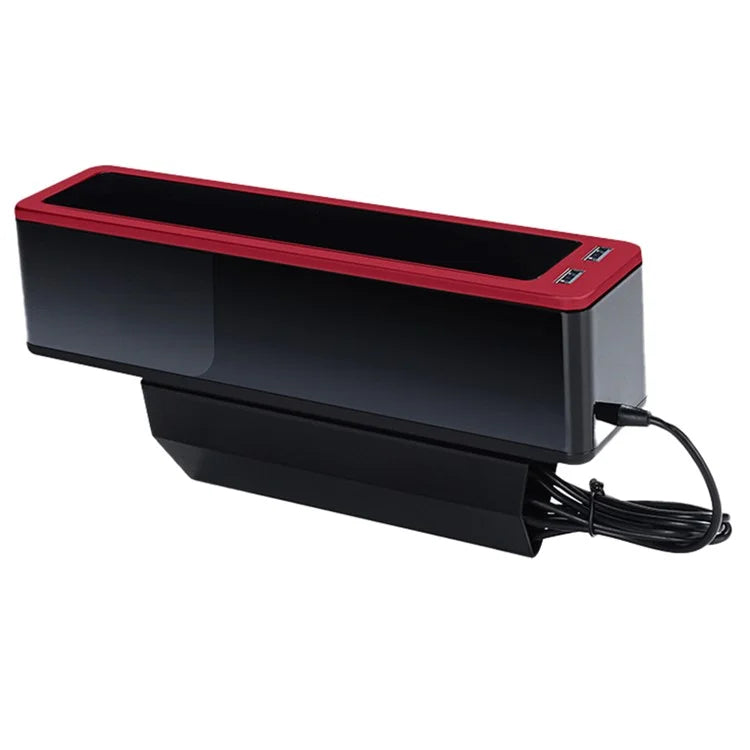 ABS+Metal Car Seat Gap Storage Box Phone Keys Cards Organizer Case with Dual USB Port