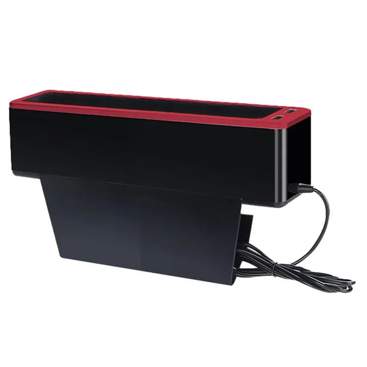 ABS+Metal Car Seat Gap Storage Box Phone Keys Cards Organizer Case with Dual USB Port