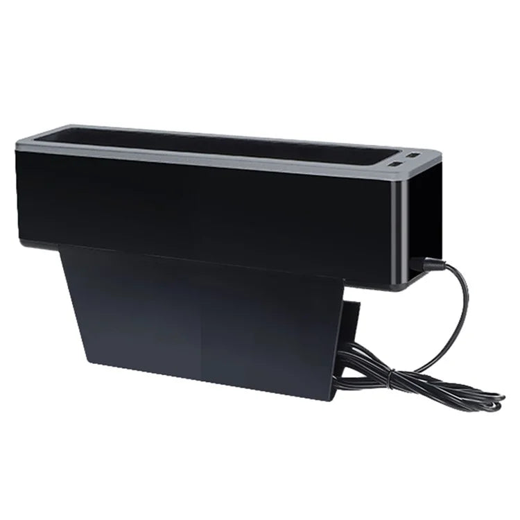 ABS+Metal Car Seat Gap Storage Box Phone Keys Cards Organizer Case with Dual USB Port